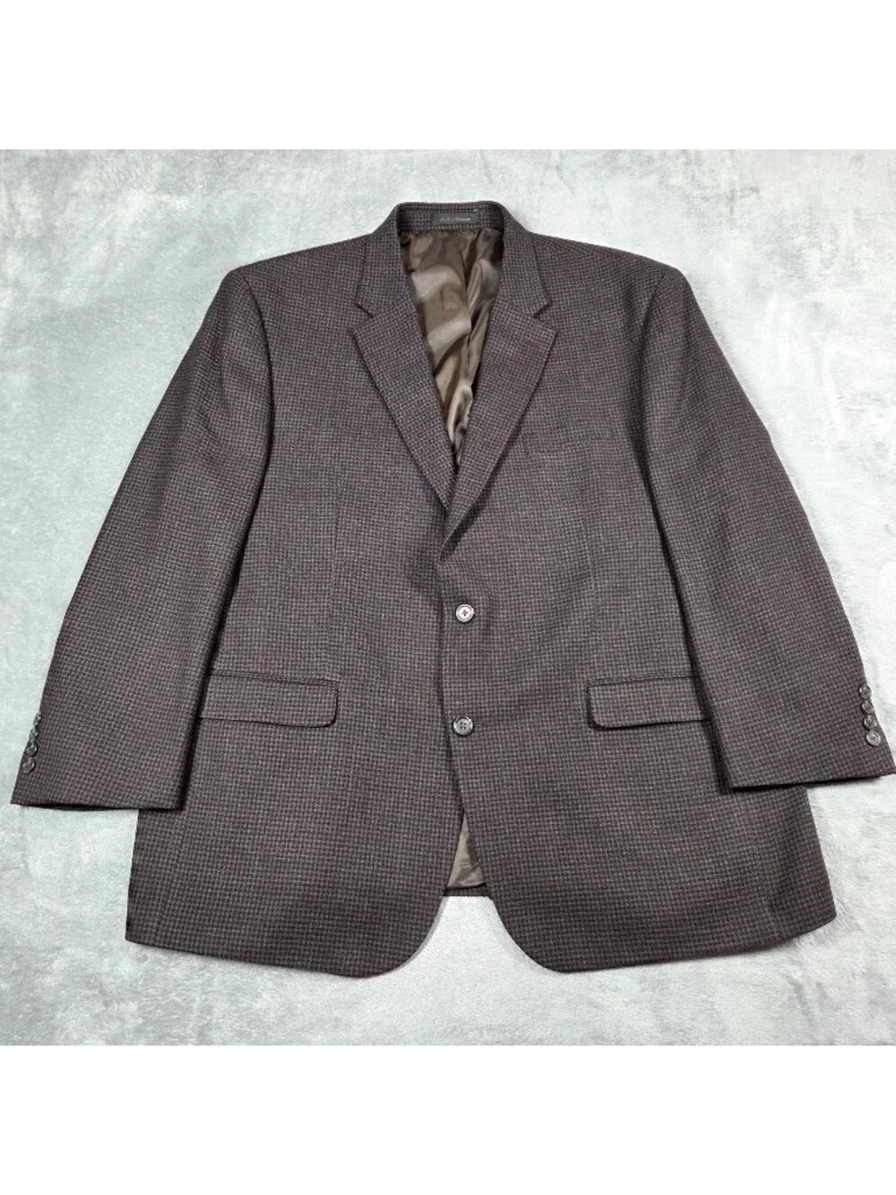 Lauren Ralph Lauren Sport Coat 48R Brown Houndstooth Office Preppy Blazer Jacket